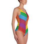 Load image into Gallery viewer, Phish One-Piece Swimsuit Rainbow Stripe Fishman Donut
