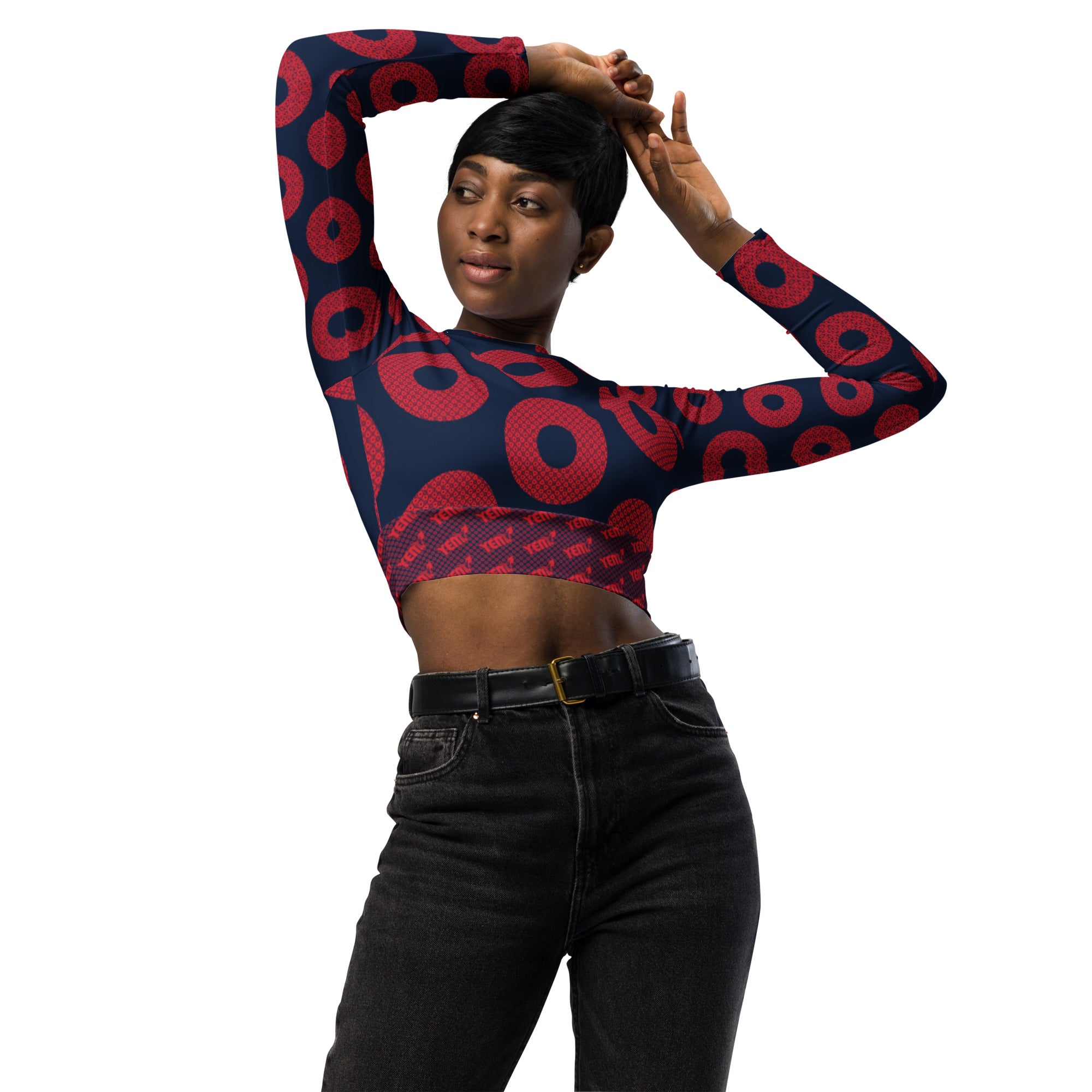 Recycled long-sleeve crop top