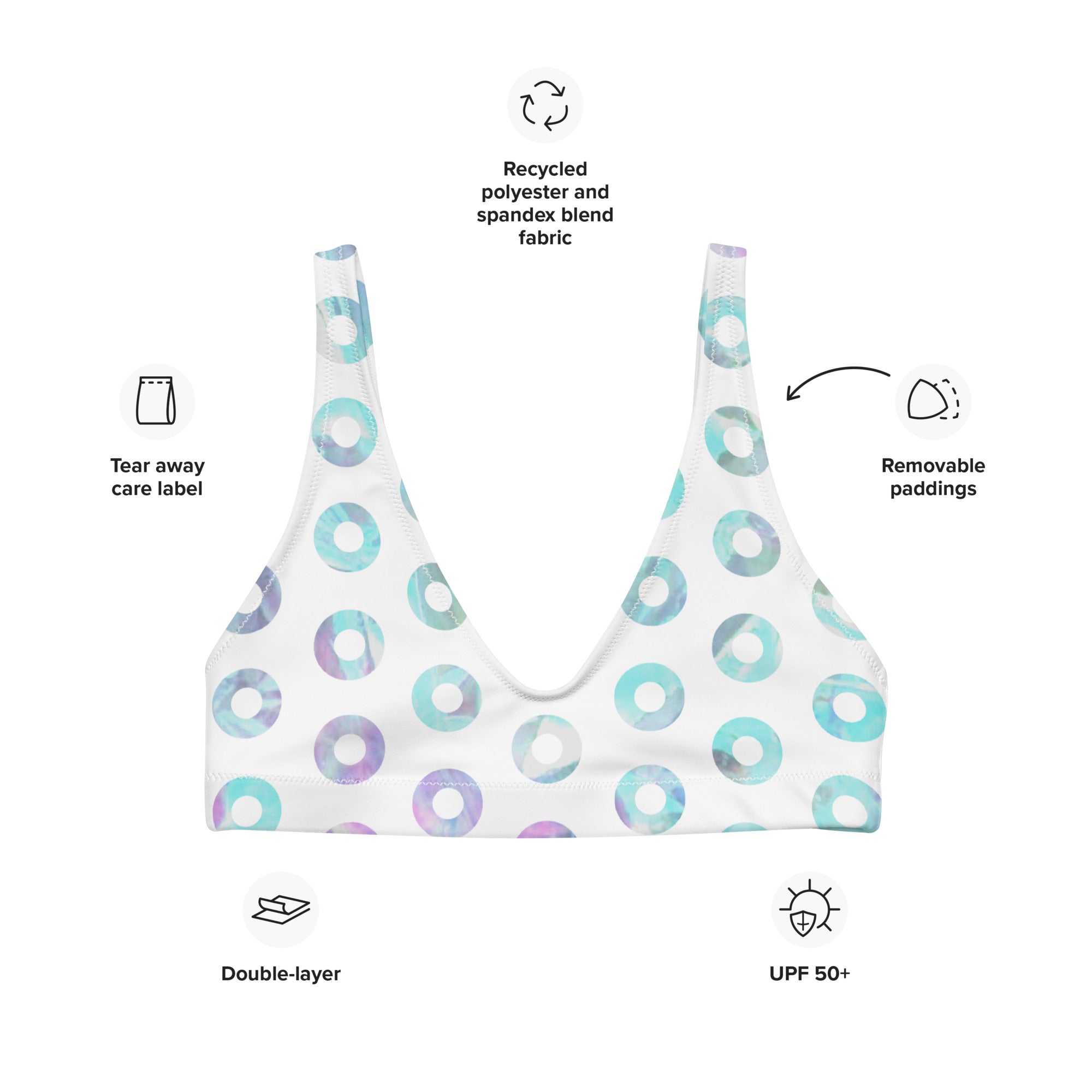 Phish Bikini Kasvot Vaxt Recyled Padded Fishman Donuts Bikini Top