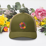 Load image into Gallery viewer, Fishman Flower Pop Donuts Phish Trucker Cap
